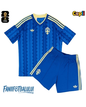 Suedia Echipament de Fotbal Replică Mondial 2026 Copii Deplasare (+ Șorturi)
